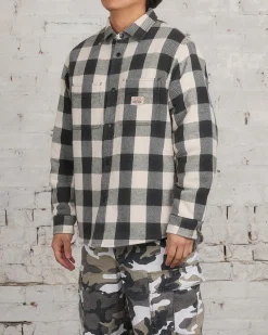 Sale Stussy Buffalo Plaid Button Shirt Bone