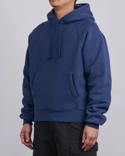 Outlet Stussy Fleece Raglan Hooded Sweatshirt Navy