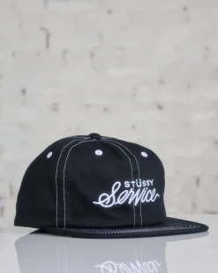 Discount Stussy MD Service Strapback Cap True Black