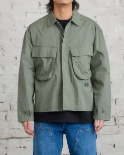Hot Stussy Military Overshirt Jacket Olive