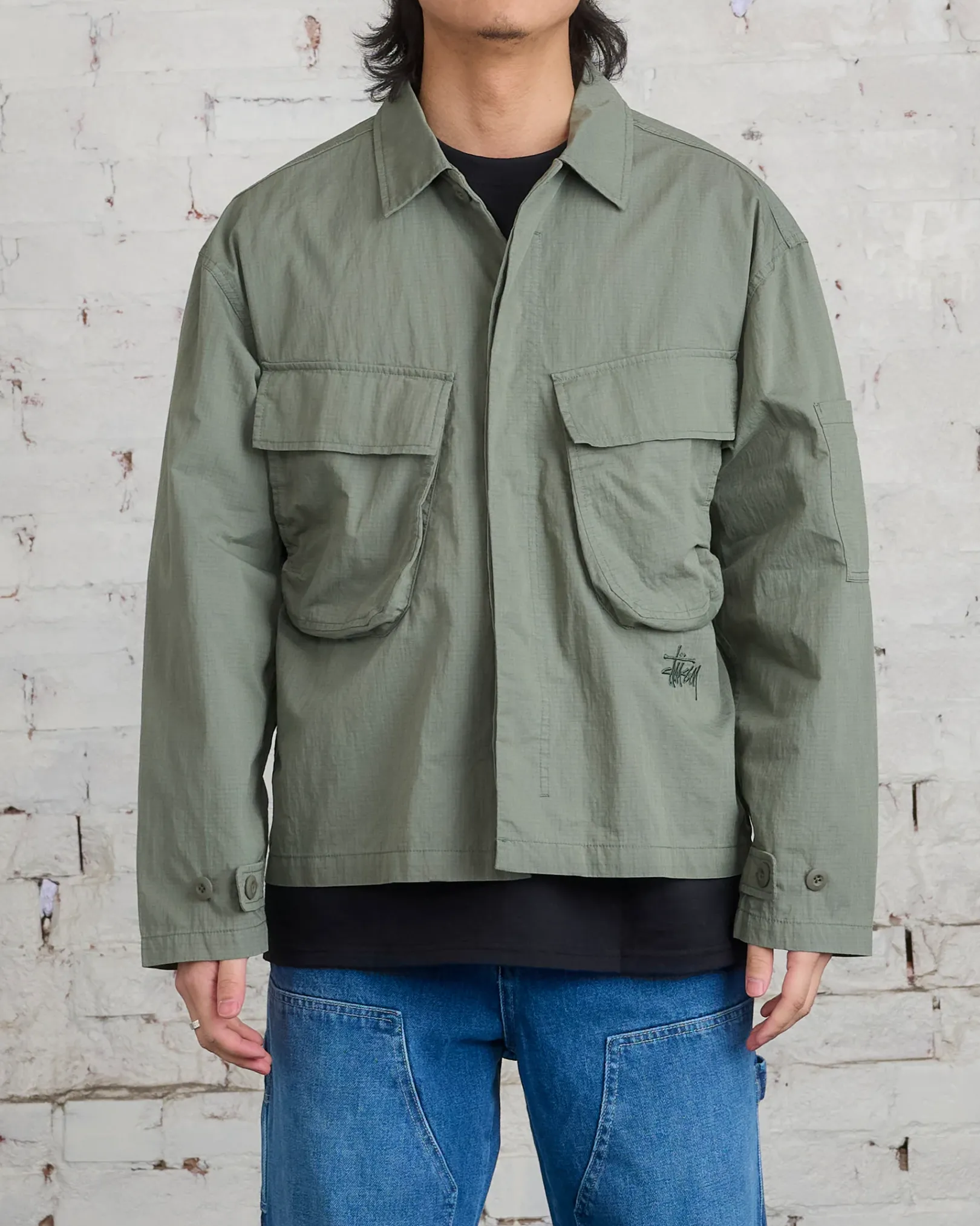 Hot Stussy Military Overshirt Jacket Olive