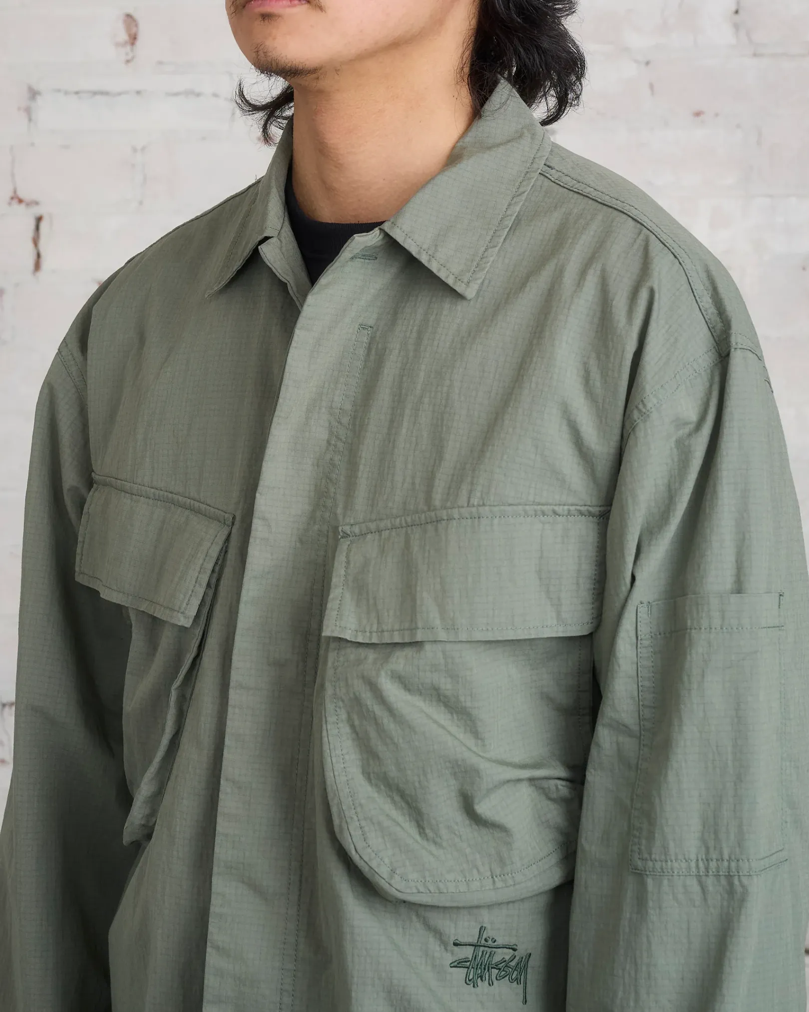 Hot Stussy Military Overshirt Jacket Olive