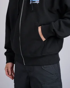 Fashion Stussy Pick-Up Hooded Zip Sweatshirt Black
