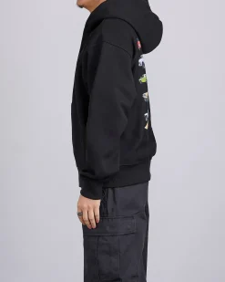 Fashion Stussy Pick-Up Hooded Zip Sweatshirt Black