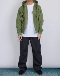 Sale Stussy Pick-Up Hooded Zip Sweatshirt Olive