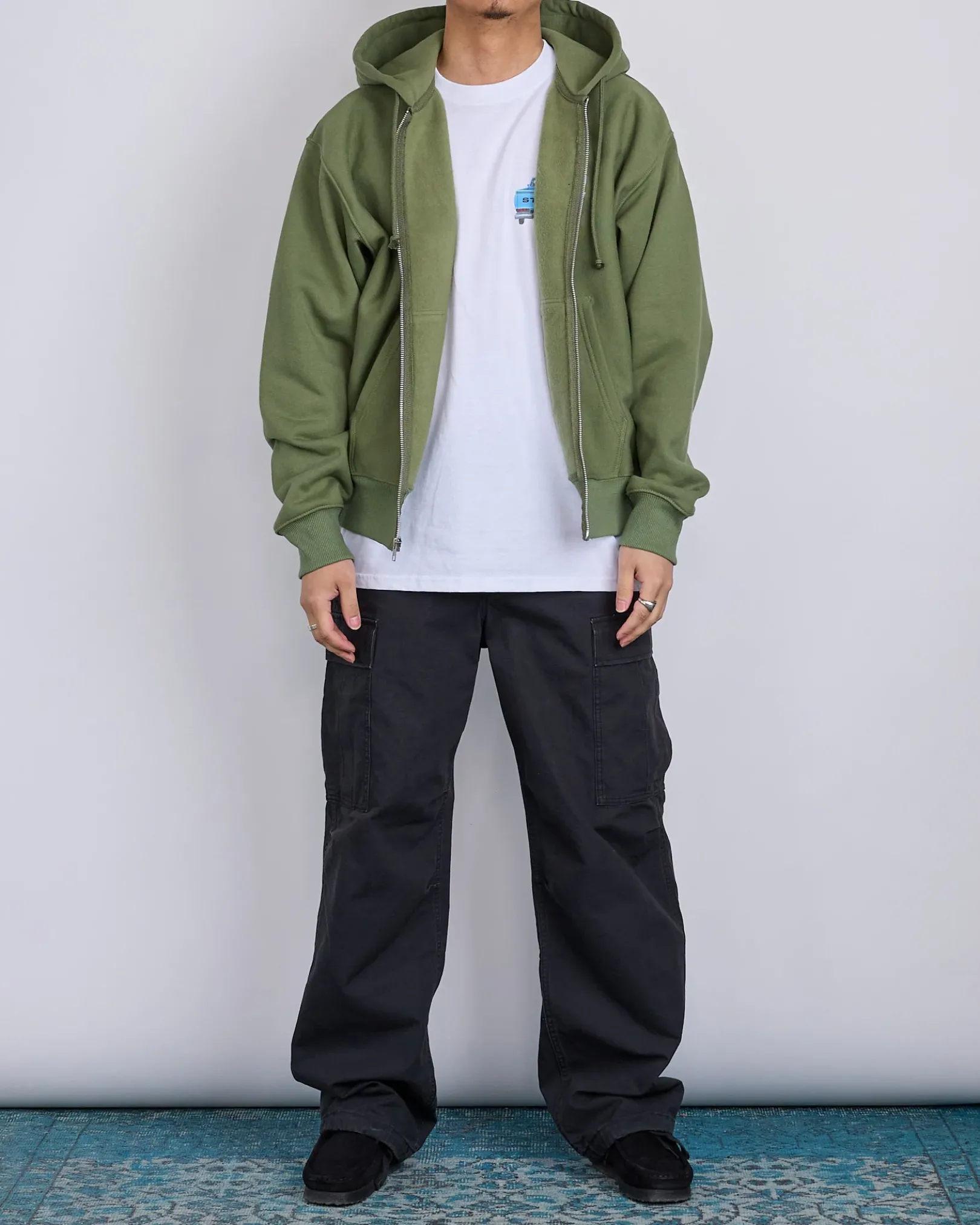Sale Stussy Pick-Up Hooded Zip Sweatshirt Olive