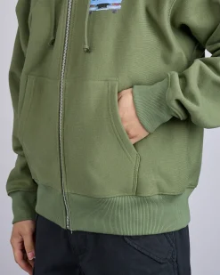 Sale Stussy Pick-Up Hooded Zip Sweatshirt Olive