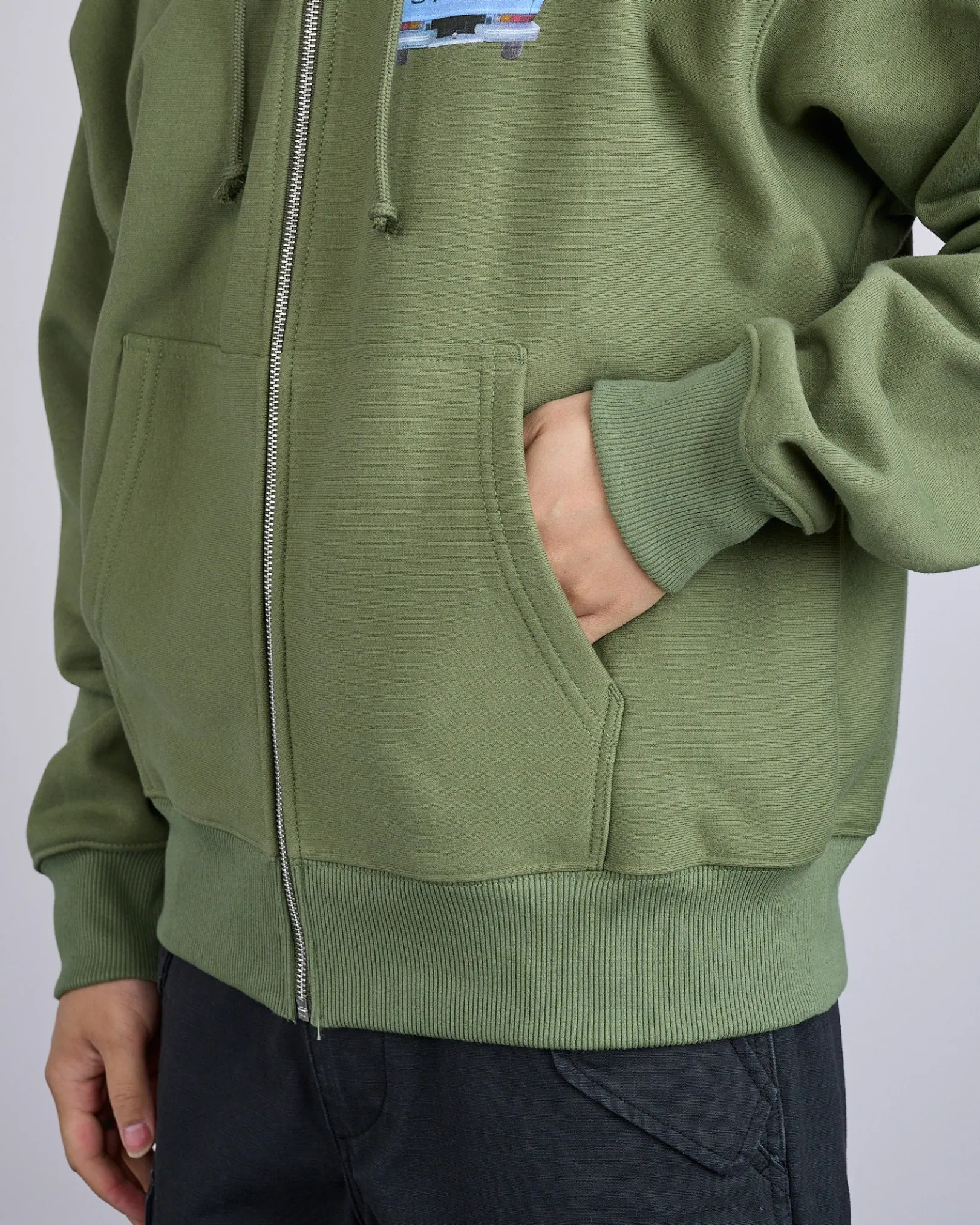 Sale Stussy Pick-Up Hooded Zip Sweatshirt Olive