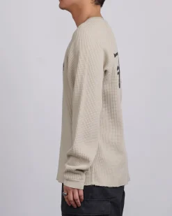Hot Stussy Raglan Thermal Basic Stock Crewneck Bone