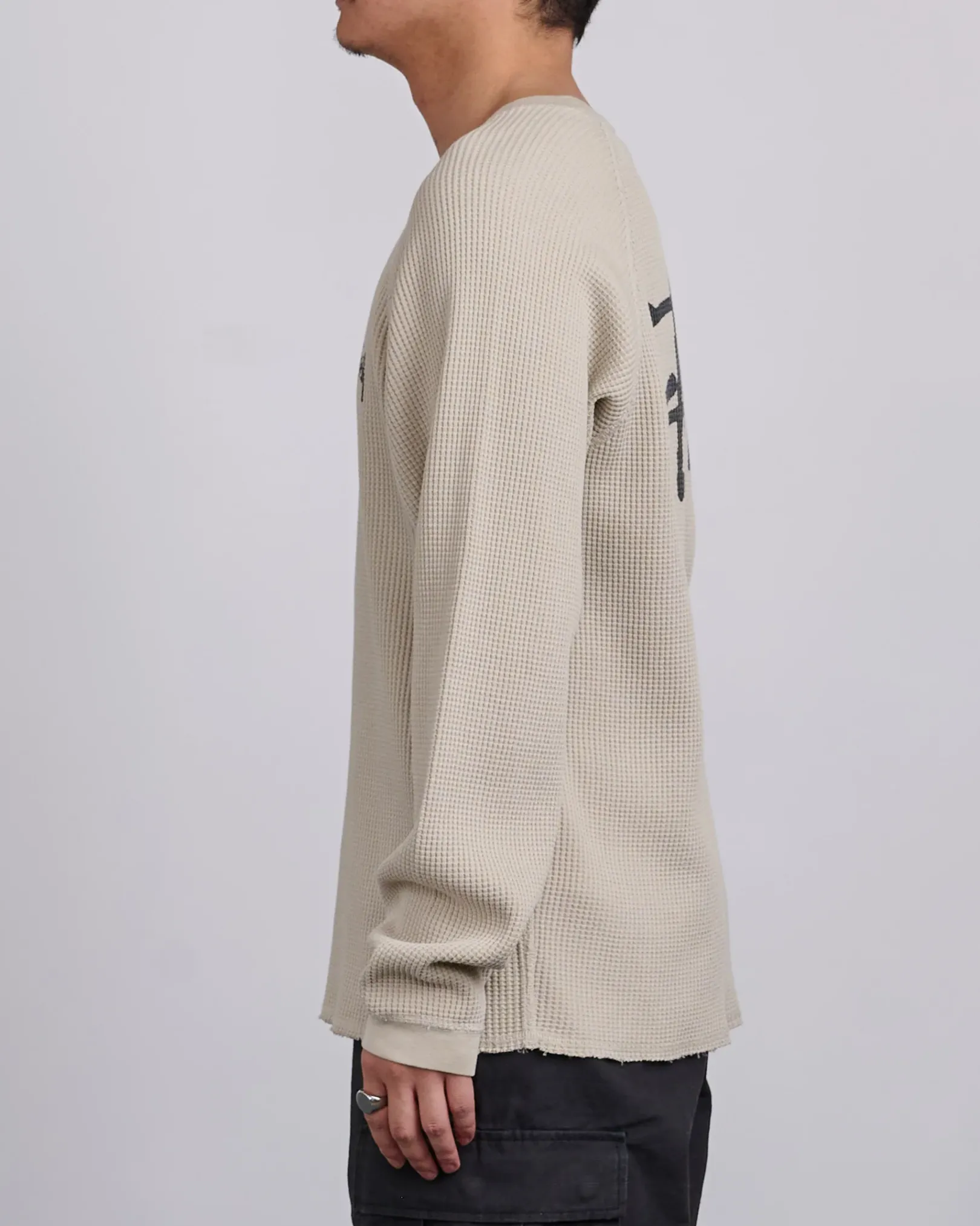 Hot Stussy Raglan Thermal Basic Stock Crewneck Bone
