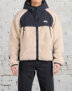 Hot Stussy Sherpa Paneled Hooded Jacket Beige