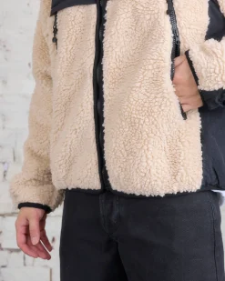 Hot Stussy Sherpa Paneled Hooded Jacket Beige