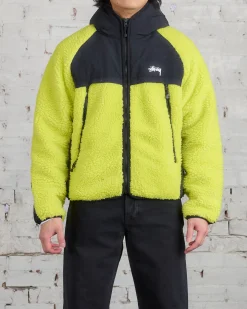 Outlet Stussy Sherpa Paneled Hooded Jacket Lime