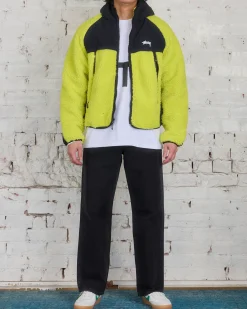 Outlet Stussy Sherpa Paneled Hooded Jacket Lime