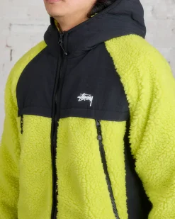 Outlet Stussy Sherpa Paneled Hooded Jacket Lime