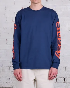 Discount Stussy Sideways LS T-Shirt Navy