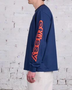 Discount Stussy Sideways LS T-Shirt Navy