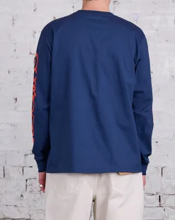 Discount Stussy Sideways LS T-Shirt Navy
