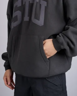 Best Stussy STU Applique Hooded Sweatshirt Black