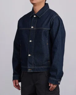 Outlet Stussy Trucker Denim Jacket Rinsed Indigo