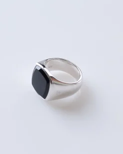 Clearance Tom Wood Cushion Ring (M) Polished Silver 925/Black Onyx