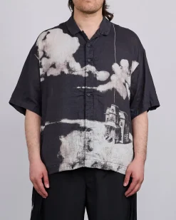 Online UNDERCOVER Linen-Gauze Printed Button Shirt Black