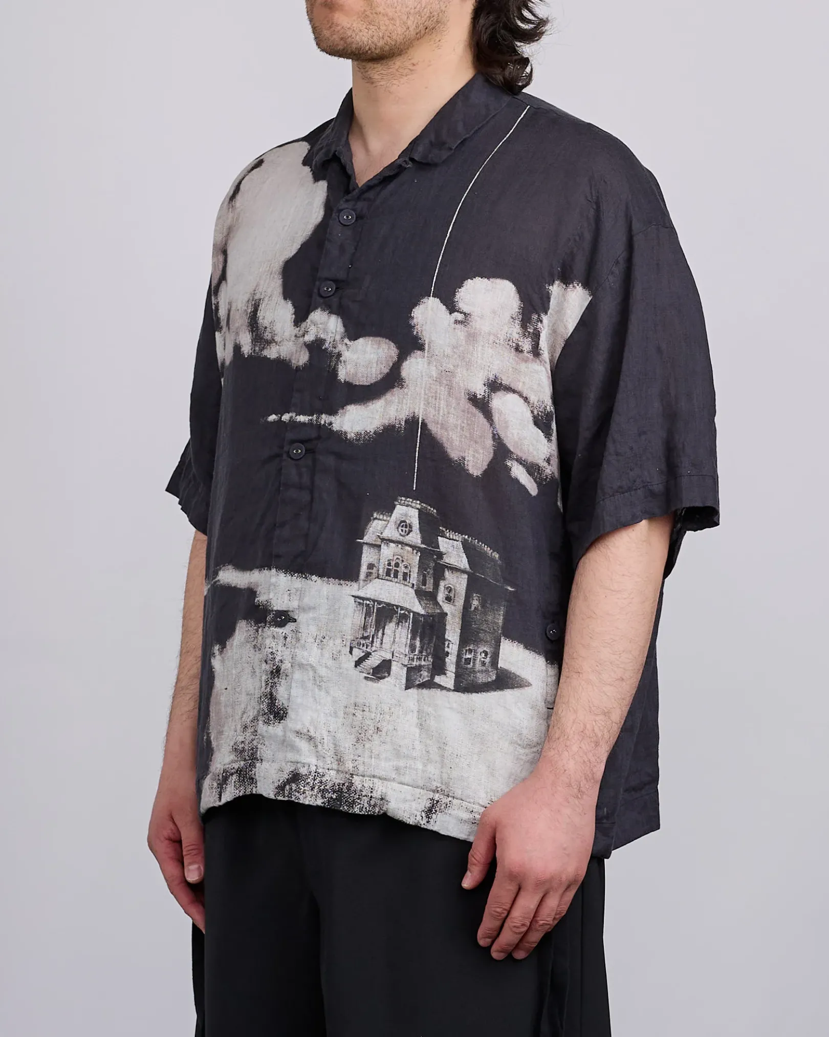 Online UNDERCOVER Linen-Gauze Printed Button Shirt Black