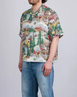 Clearance visvim Crosby Button Shirt Short Sleeve (Washi Chirimen) Ivory