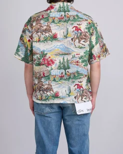 Clearance visvim Crosby Button Shirt Short Sleeve (Washi Chirimen) Ivory