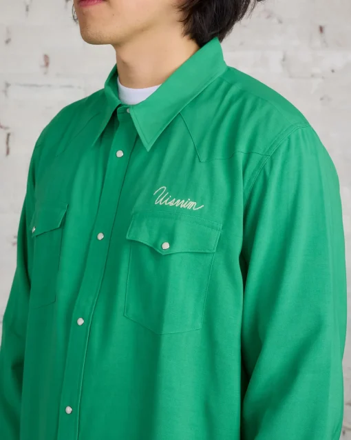 Best visvim Four Corners Longsleeve Button Shirt Green