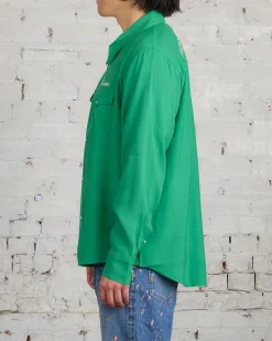 Best visvim Four Corners Longsleeve Button Shirt Green
