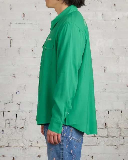 Best visvim Four Corners Longsleeve Button Shirt Green