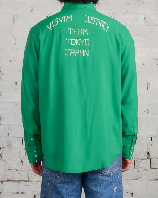 Best visvim Four Corners Longsleeve Button Shirt Green