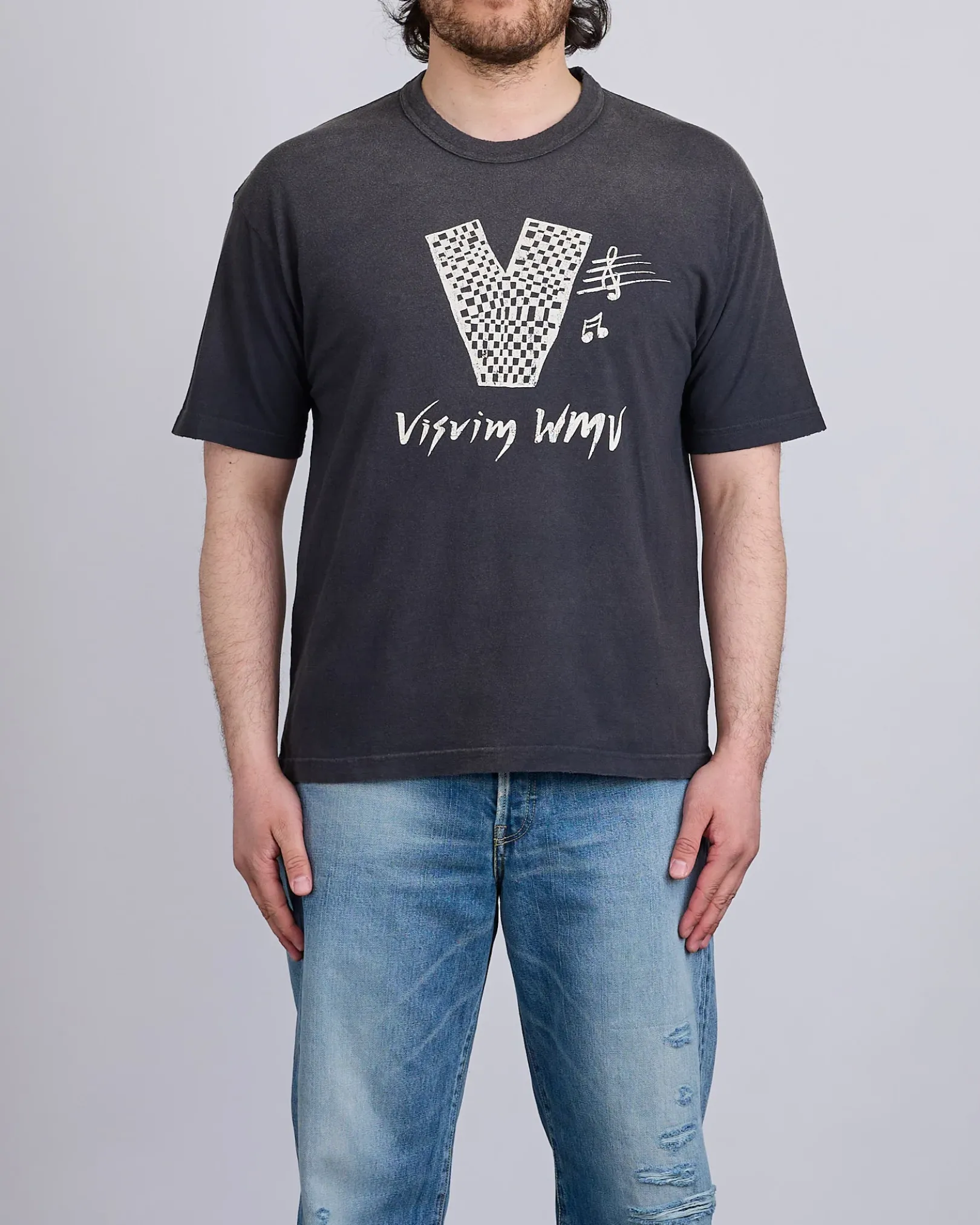 Outlet visvim Jumbo Short Sleeve T-Shirt V Crash Black