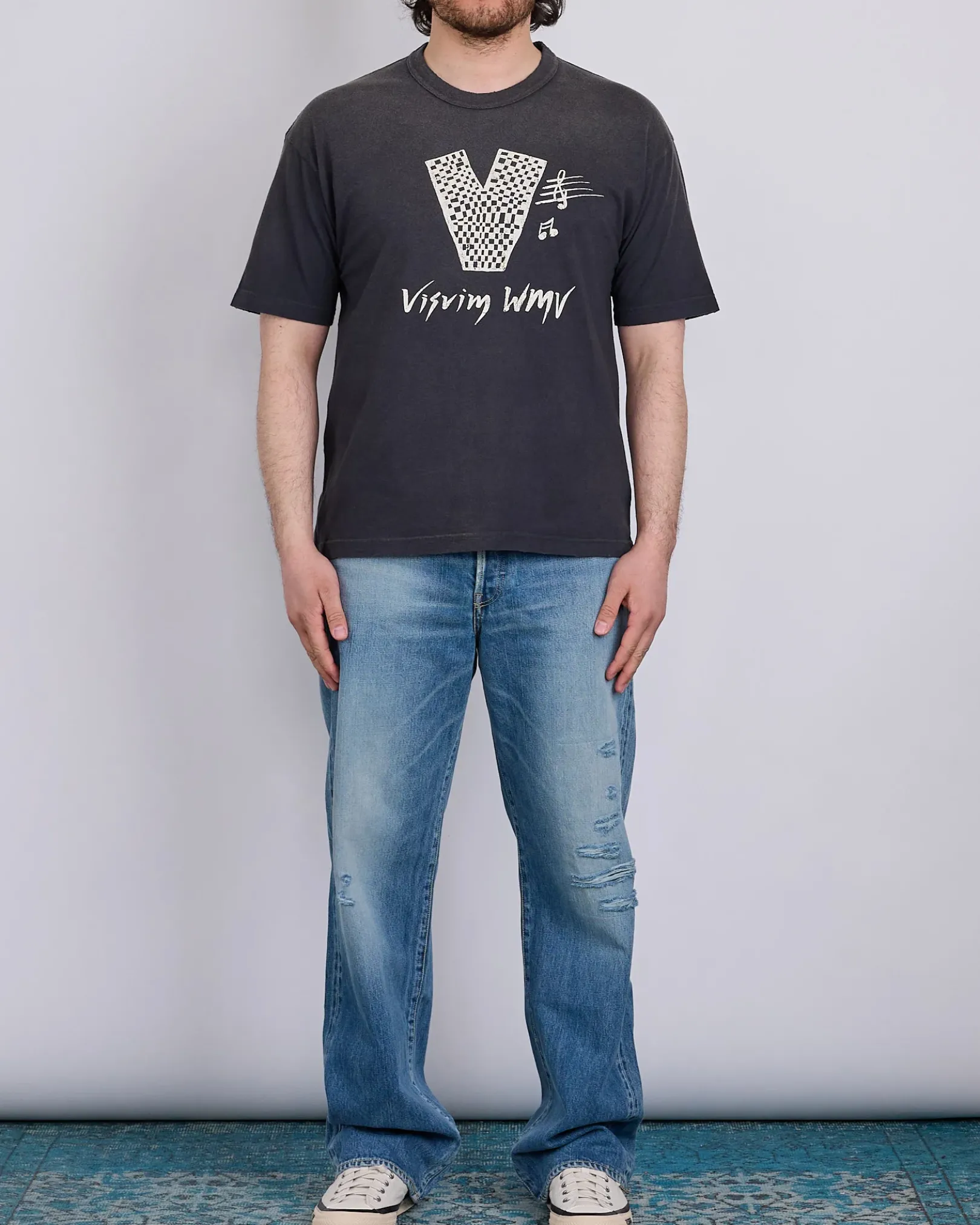 Outlet visvim Jumbo Short Sleeve T-Shirt V Crash Black