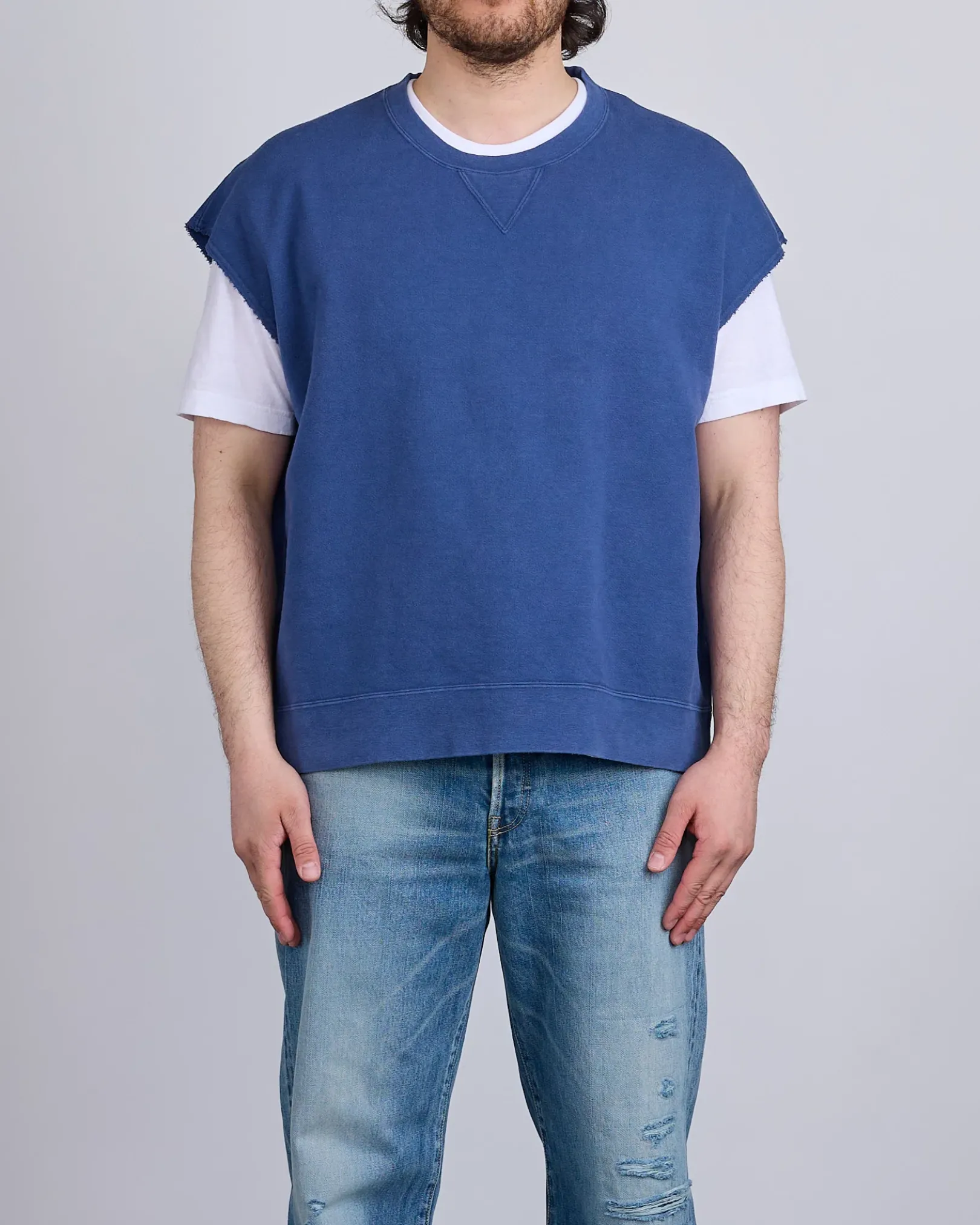 New visvim Mondo Crew Sweat SL DMGD Navy