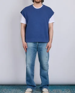 New visvim Mondo Crew Sweat SL DMGD Navy